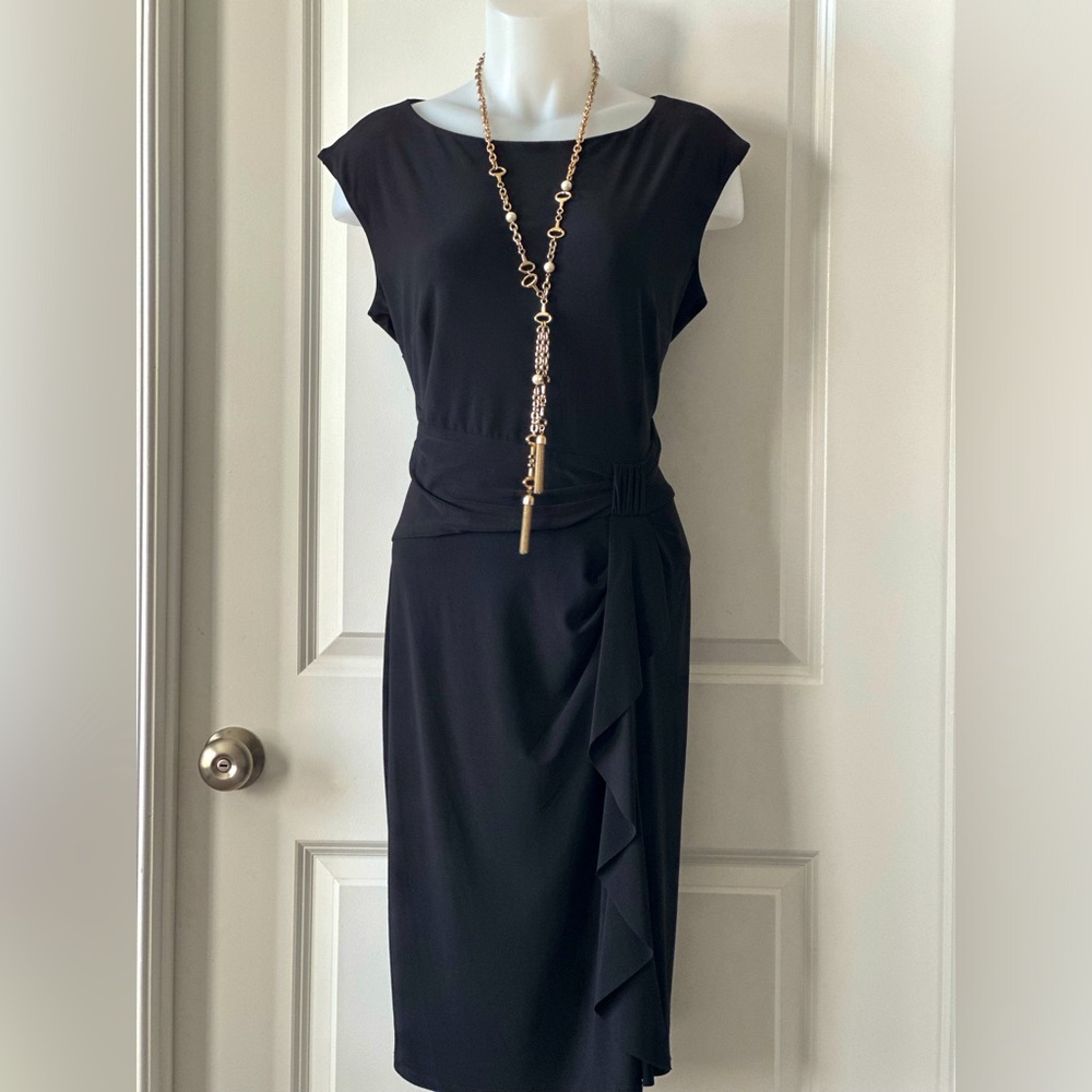 Ann Klein Black Boatneck Dress